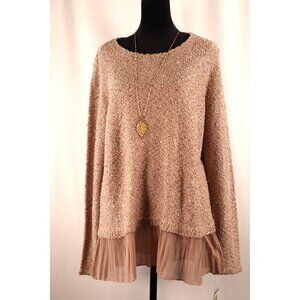 ALFANI by women's Sequin Knit Sweater with Pleated Sheer Hem Size P/XL